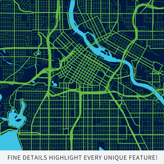 Minneapolis, MN. - Midnight Blue & Aurora Green