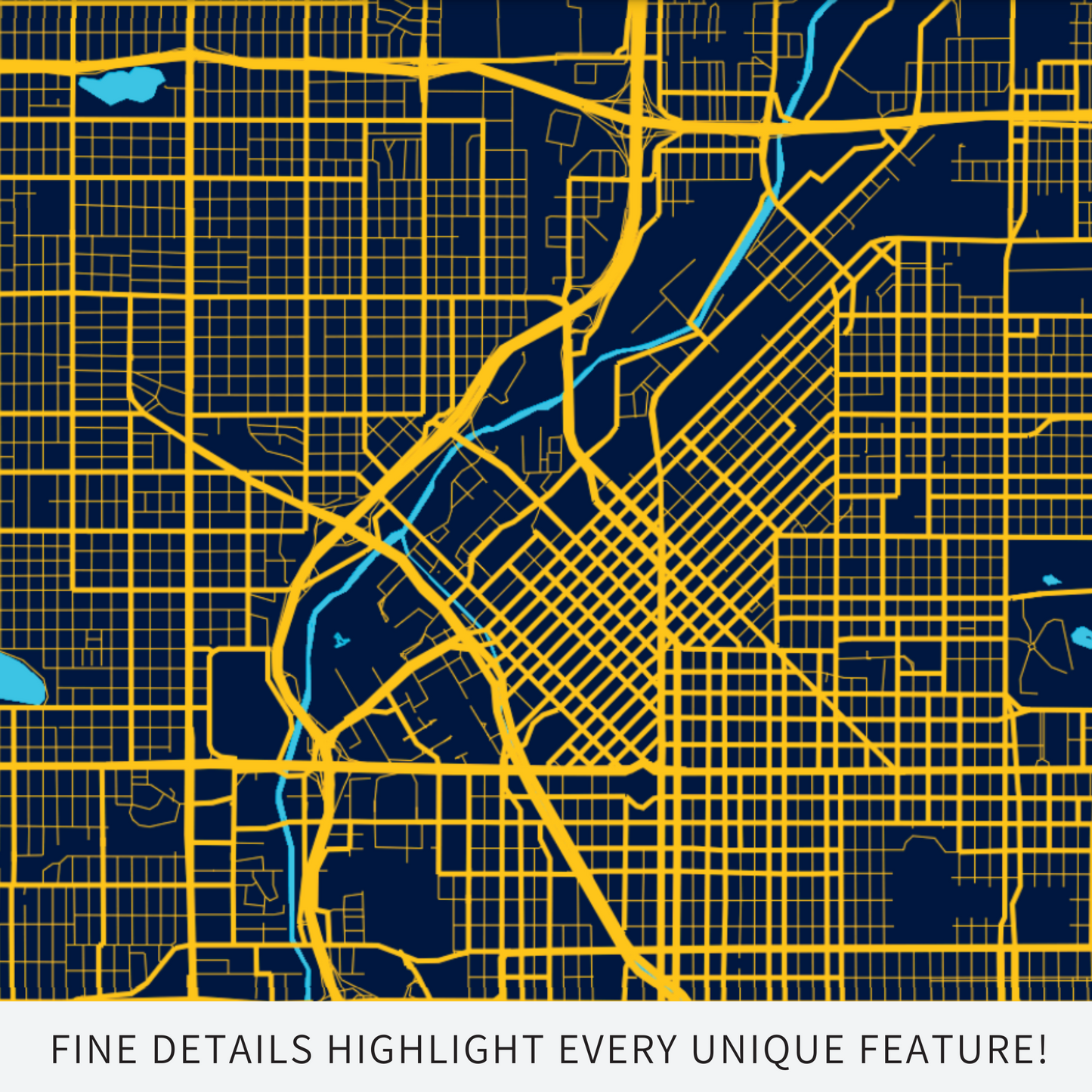 Denver, CO. - Midnight Blue & Yellow