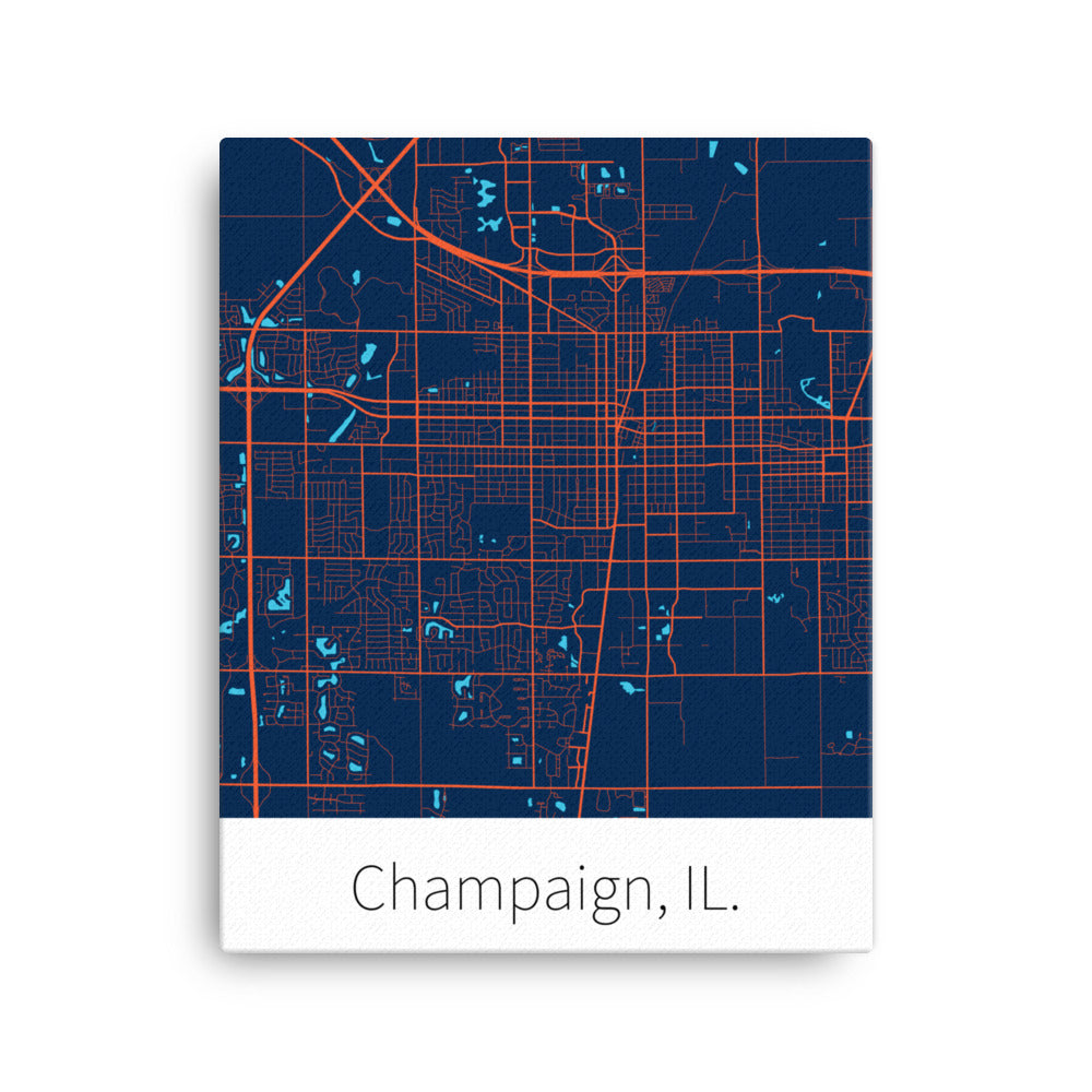 Champaign, IL. - Navy Blue & Orange