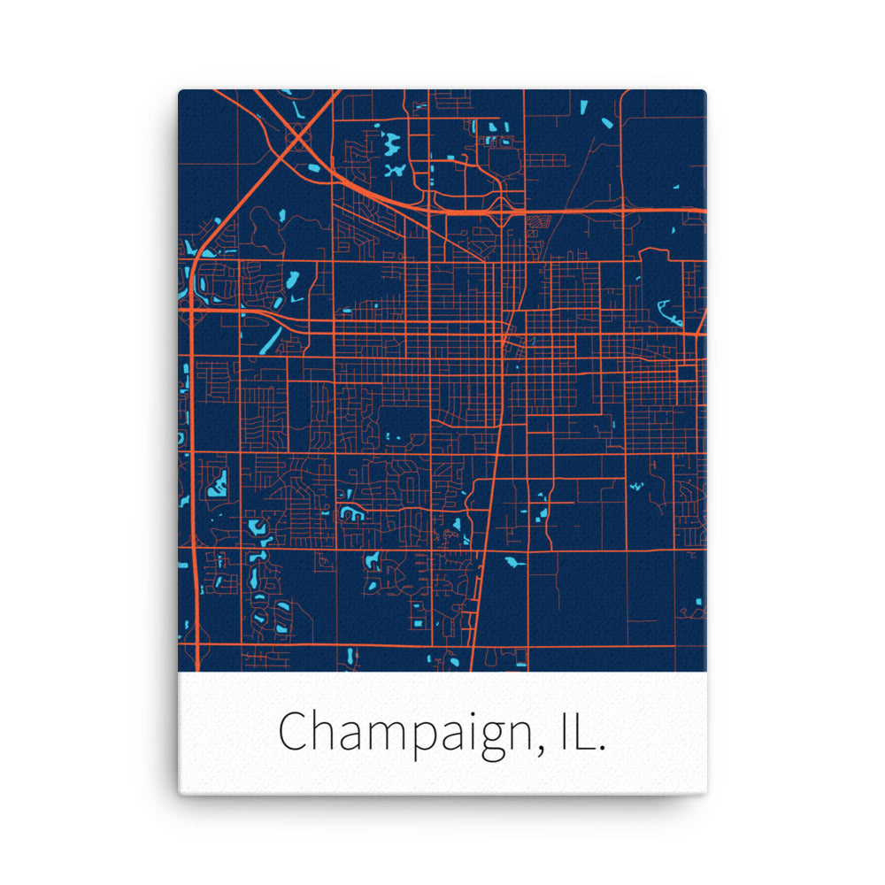 Champaign, IL. - Navy Blue & Orange