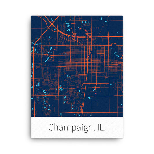 Champaign, IL. - Navy Blue & Orange