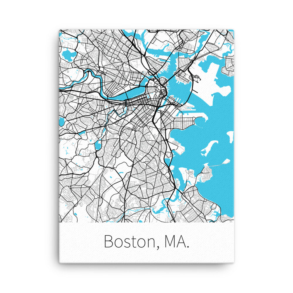 Boston Mappoint Boston, MA Map Wall Art on Poster, Framed Poster, and Canvas – life ...
