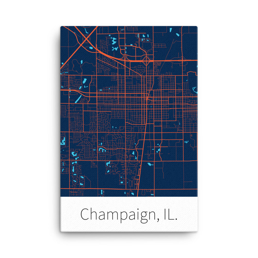 Champaign, IL. - Navy Blue & Orange