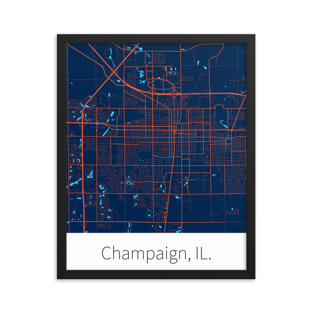 Champaign, IL. - Navy Blue & Orange