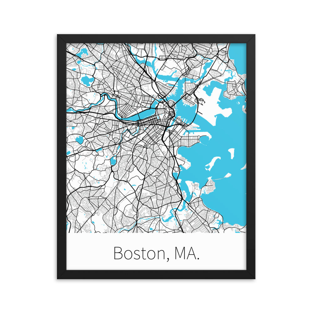 Boston Mappoint Boston, MA Map Wall Art on Poster, Framed Poster, and Canvas – life ...
