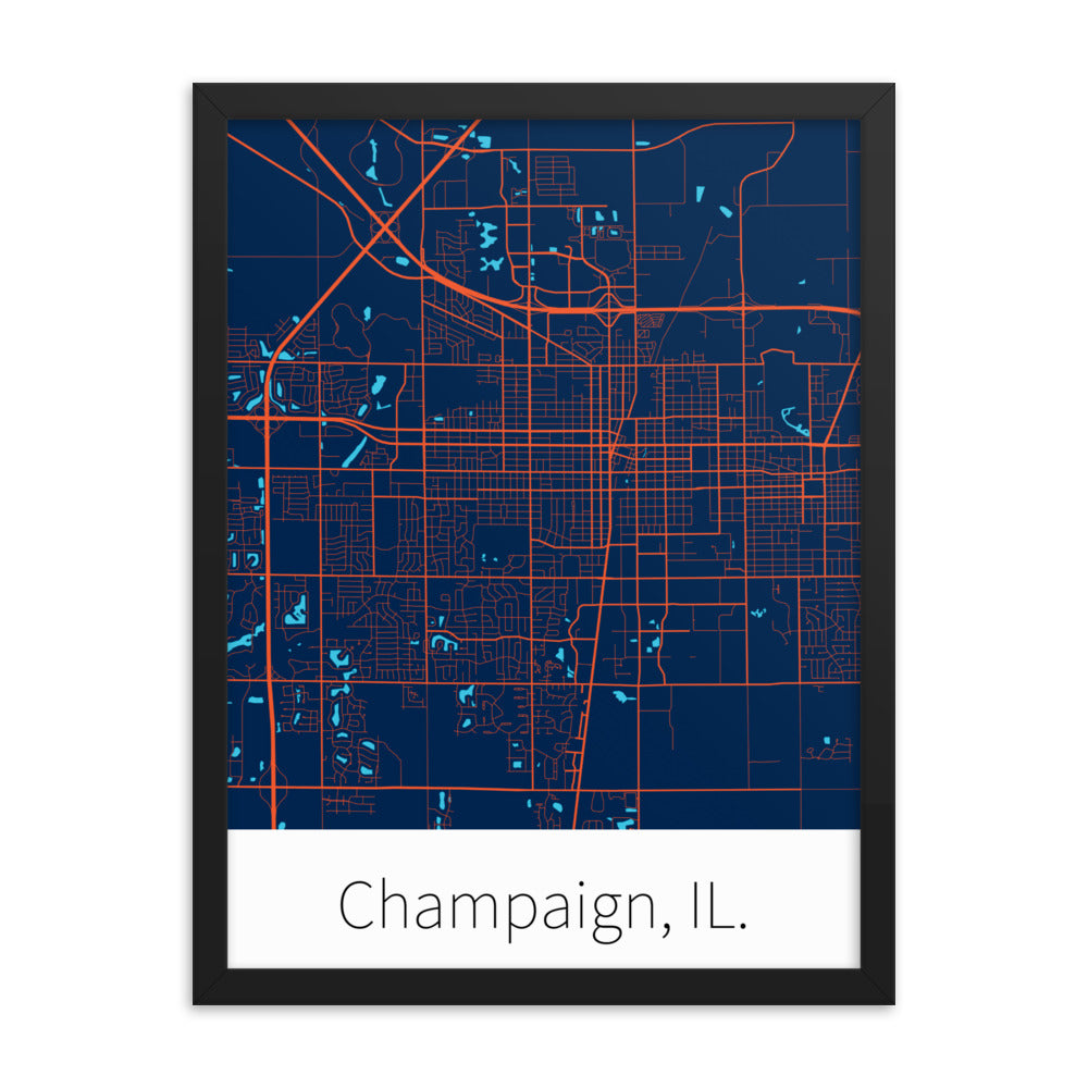 Champaign, IL. - Navy Blue & Orange