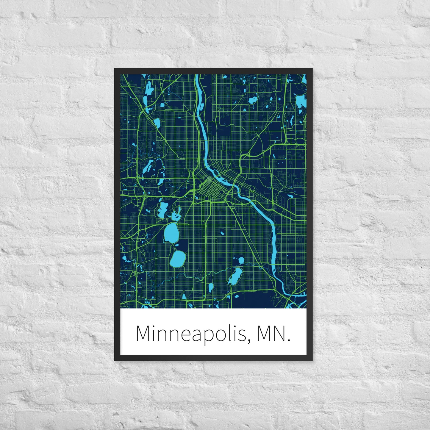 Minneapolis, MN. - Midnight Blue & Aurora Green