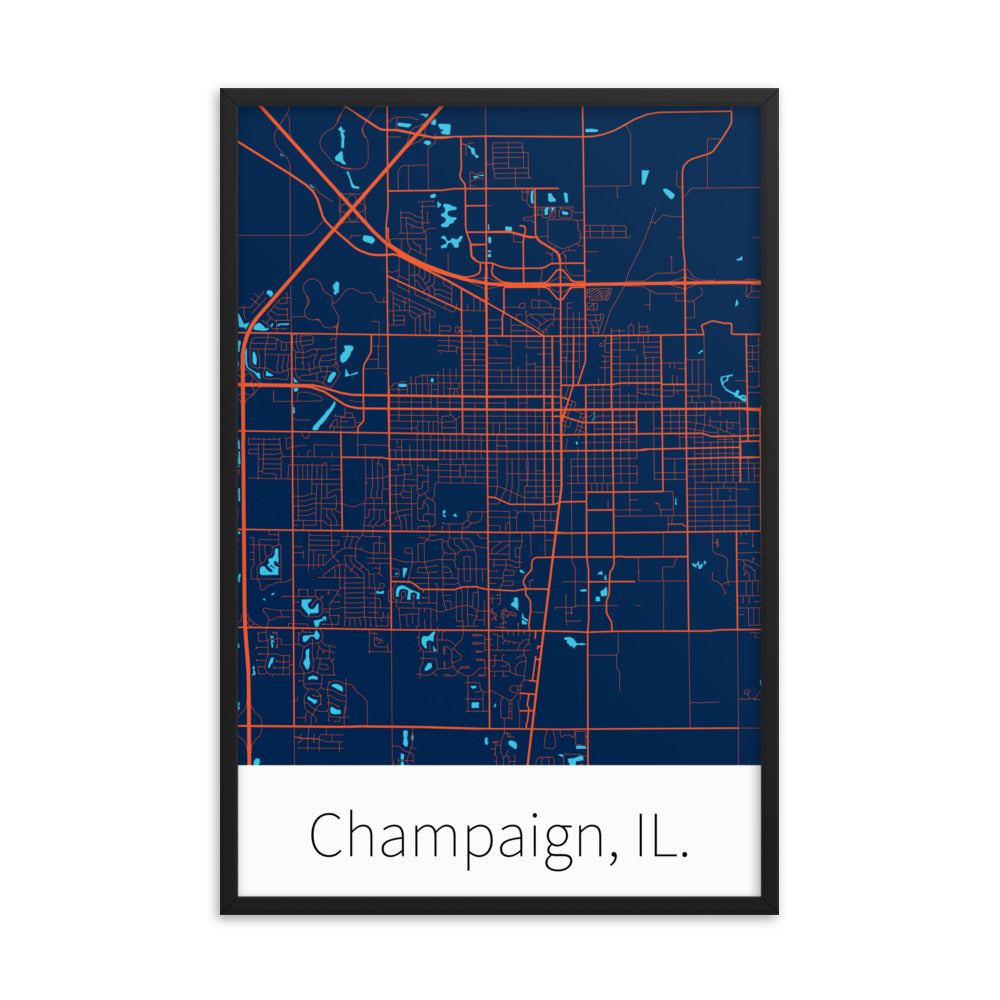 Champaign, IL. - Navy Blue & Orange