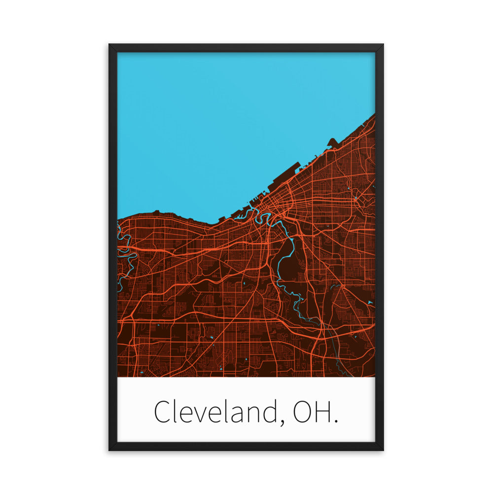 Cleveland, OH. - Dark Brown & Orange