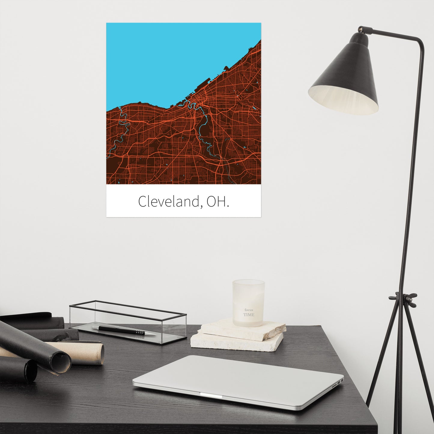 Cleveland, OH. - Dark Brown & Orange