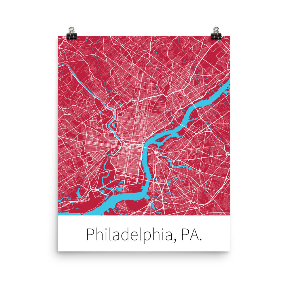 Philadelphia, PA. - Cherry Red & White