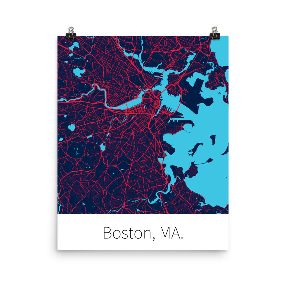 Boston, MA. - Nautical Blue & Red