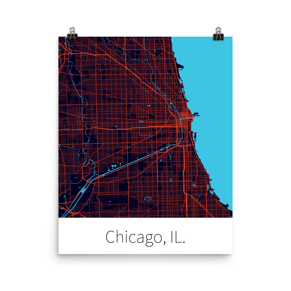 Chicago, IL. - Dark Navy & Orange