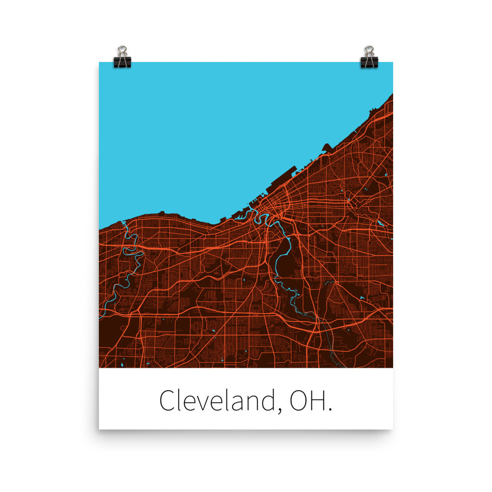 Cleveland, OH. - Dark Brown & Orange