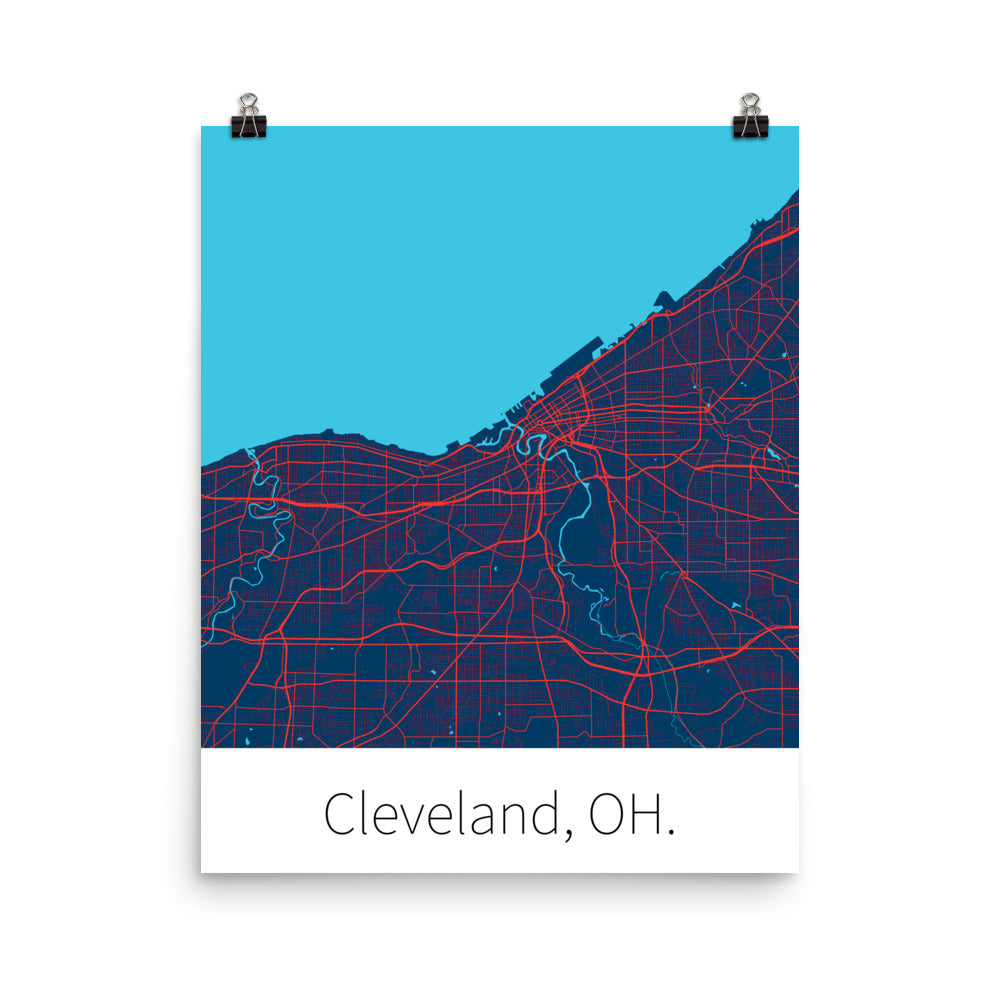 Cleveland, OH. - Navy Blue & Red