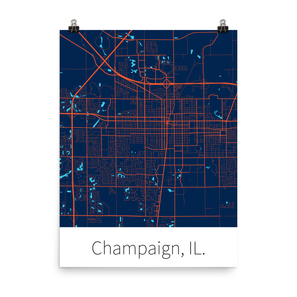 Champaign, IL. - Navy Blue & Orange