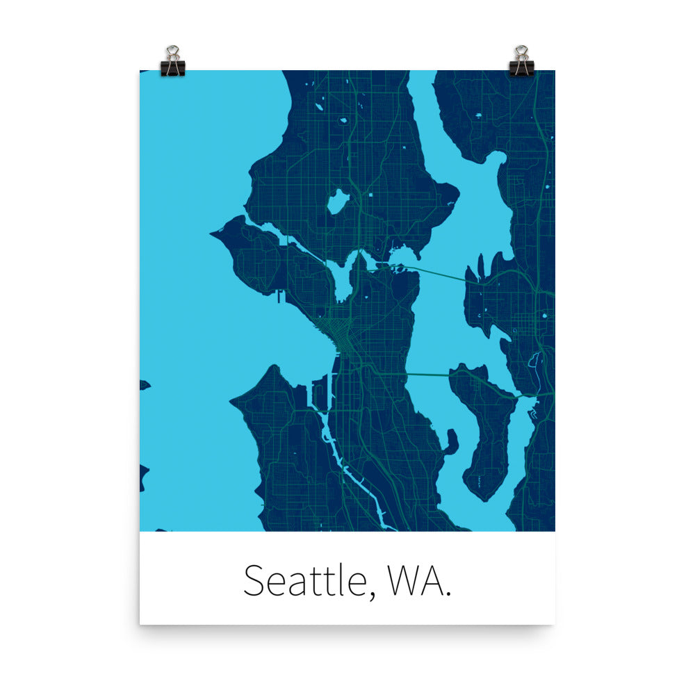 Seattle, WA. - Navy Blue & Northwest Green