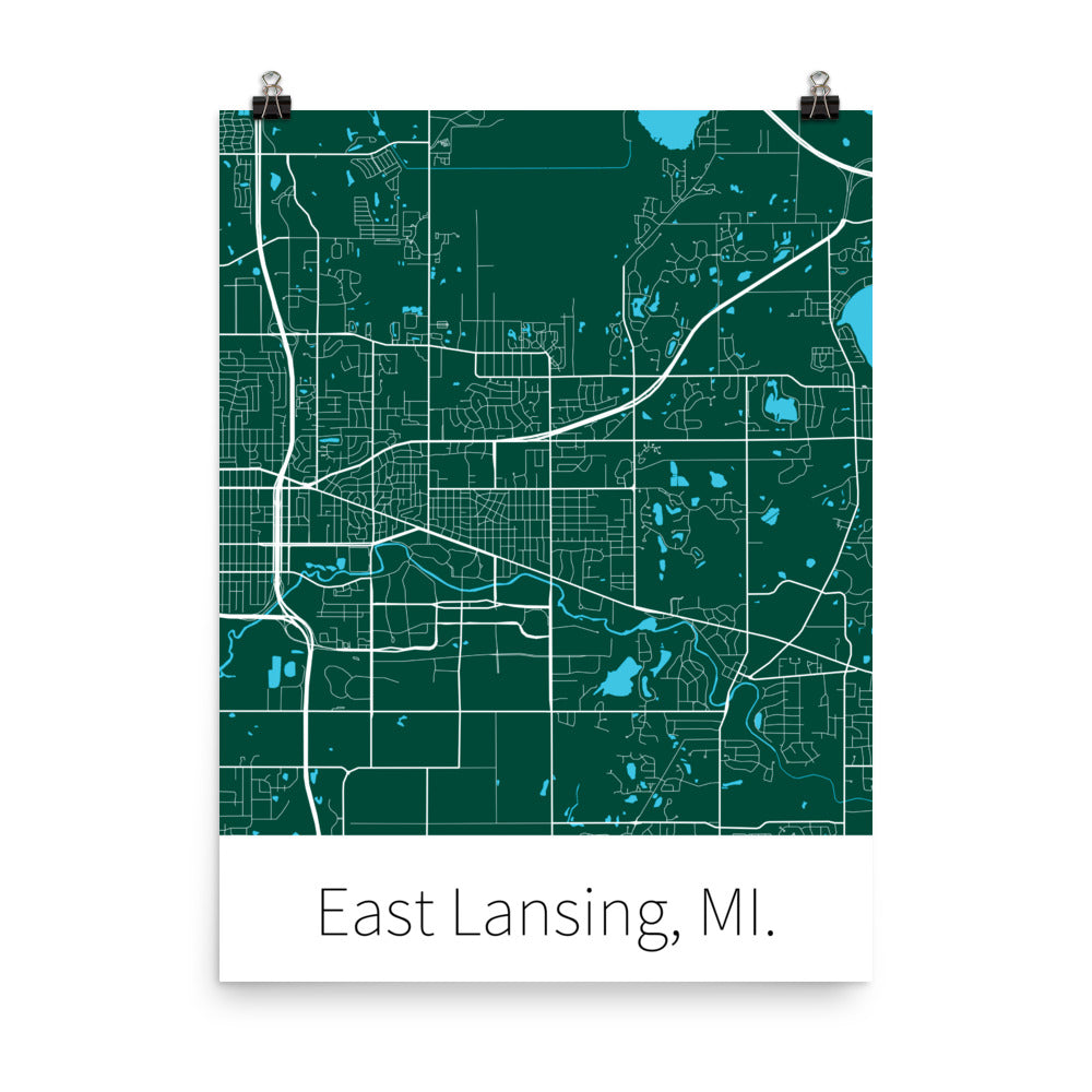 East Lansing, MI. - Green & White