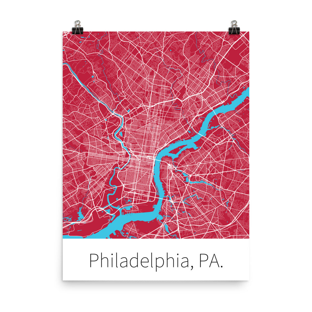 Philadelphia, PA. - Cherry Red & White