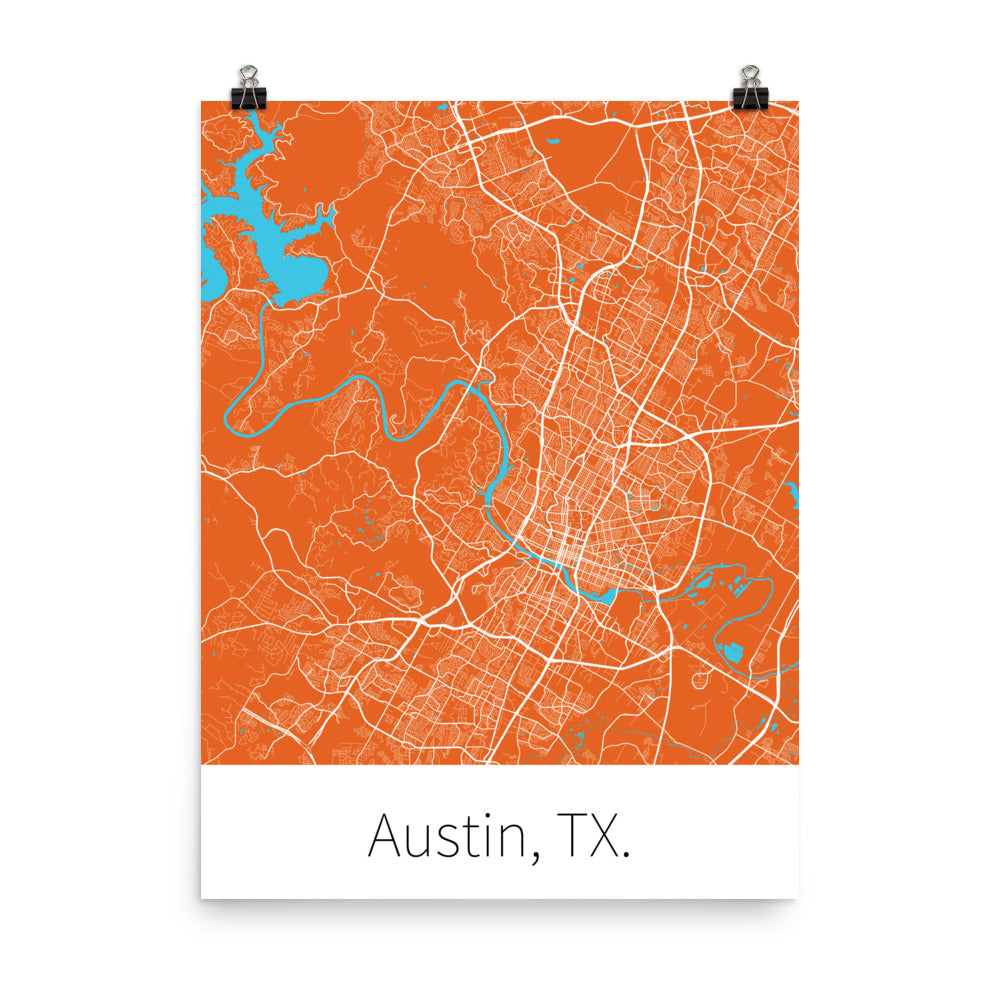 Austin, TX. - Burnt Orange & White