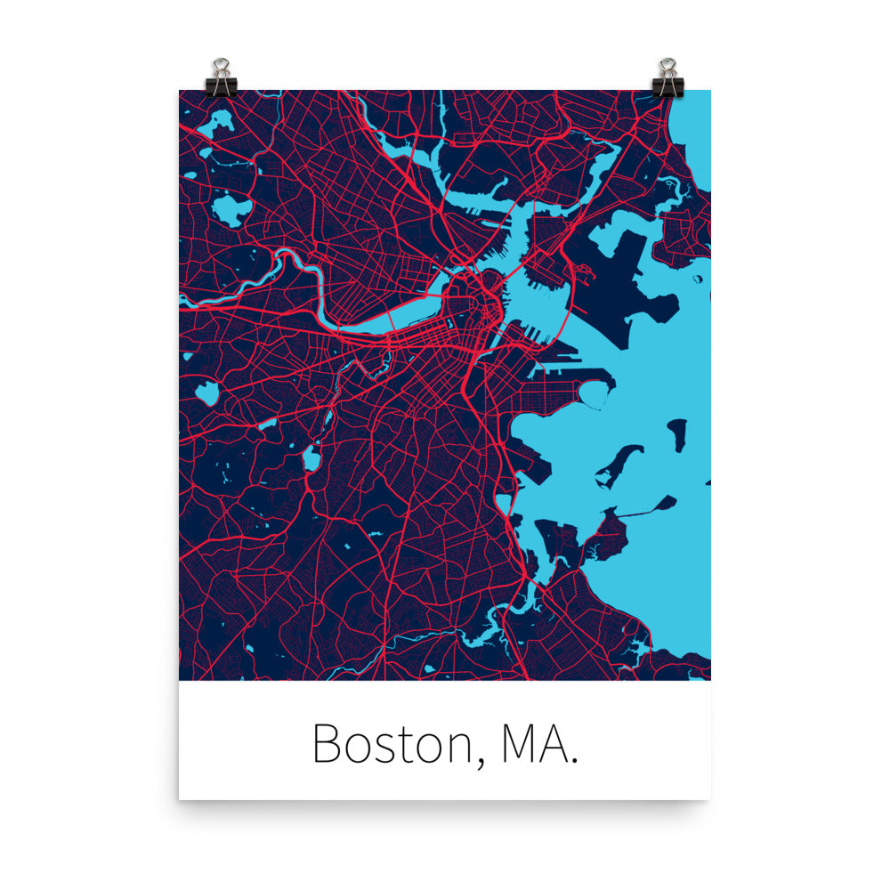 Boston, MA. - Nautical Blue & Red