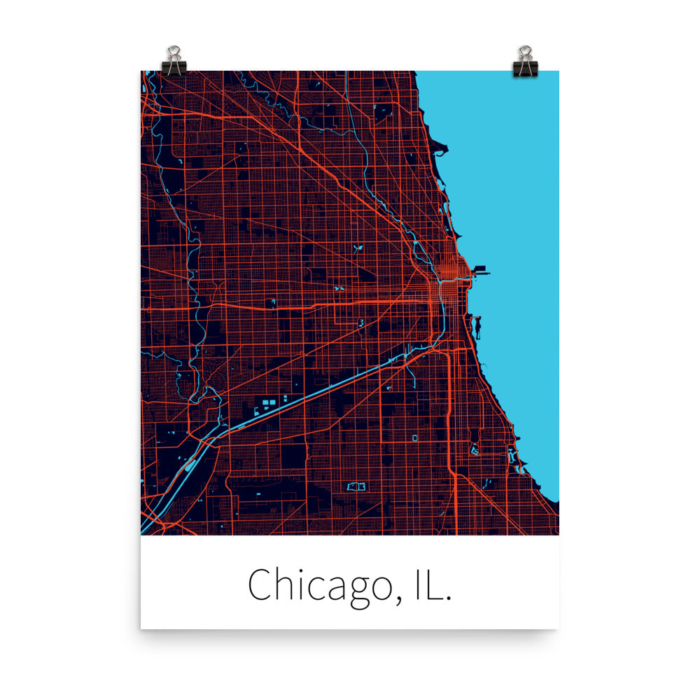 Chicago, IL. - Dark Navy & Orange