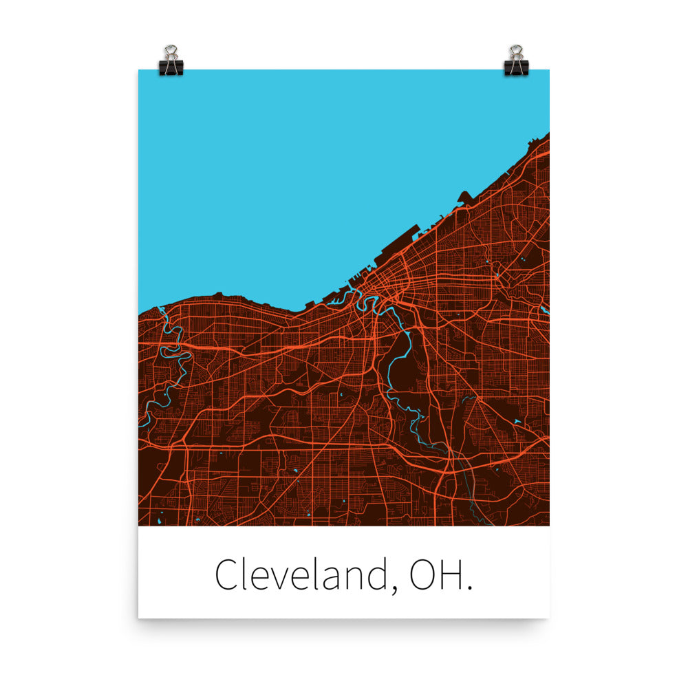 Cleveland, OH. - Dark Brown & Orange