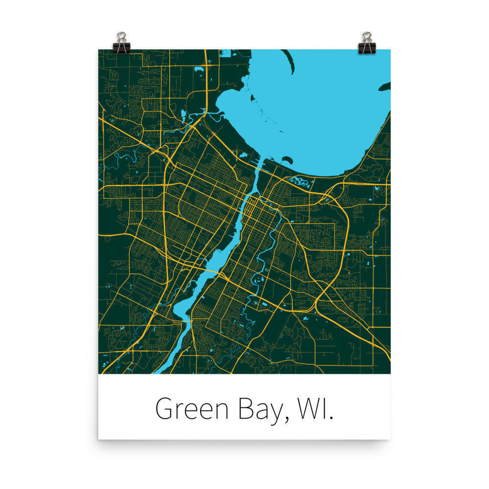 Green Bay, WI. - Dark Green & Gold