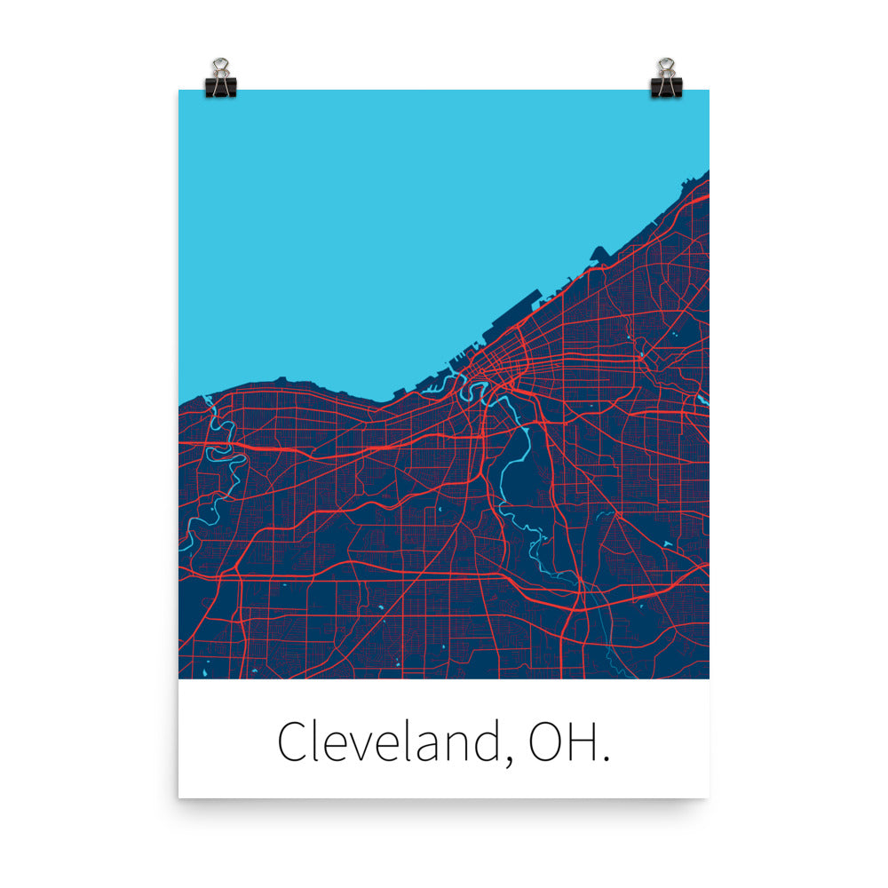 Cleveland, OH. - Navy Blue & Red