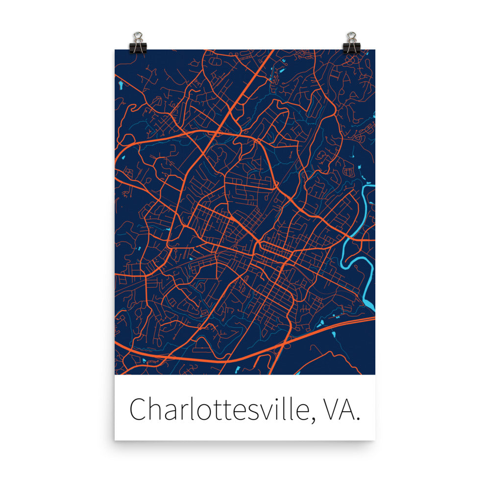 Charlottesville, VA. - Jefferson Blue & Cavalier Orange