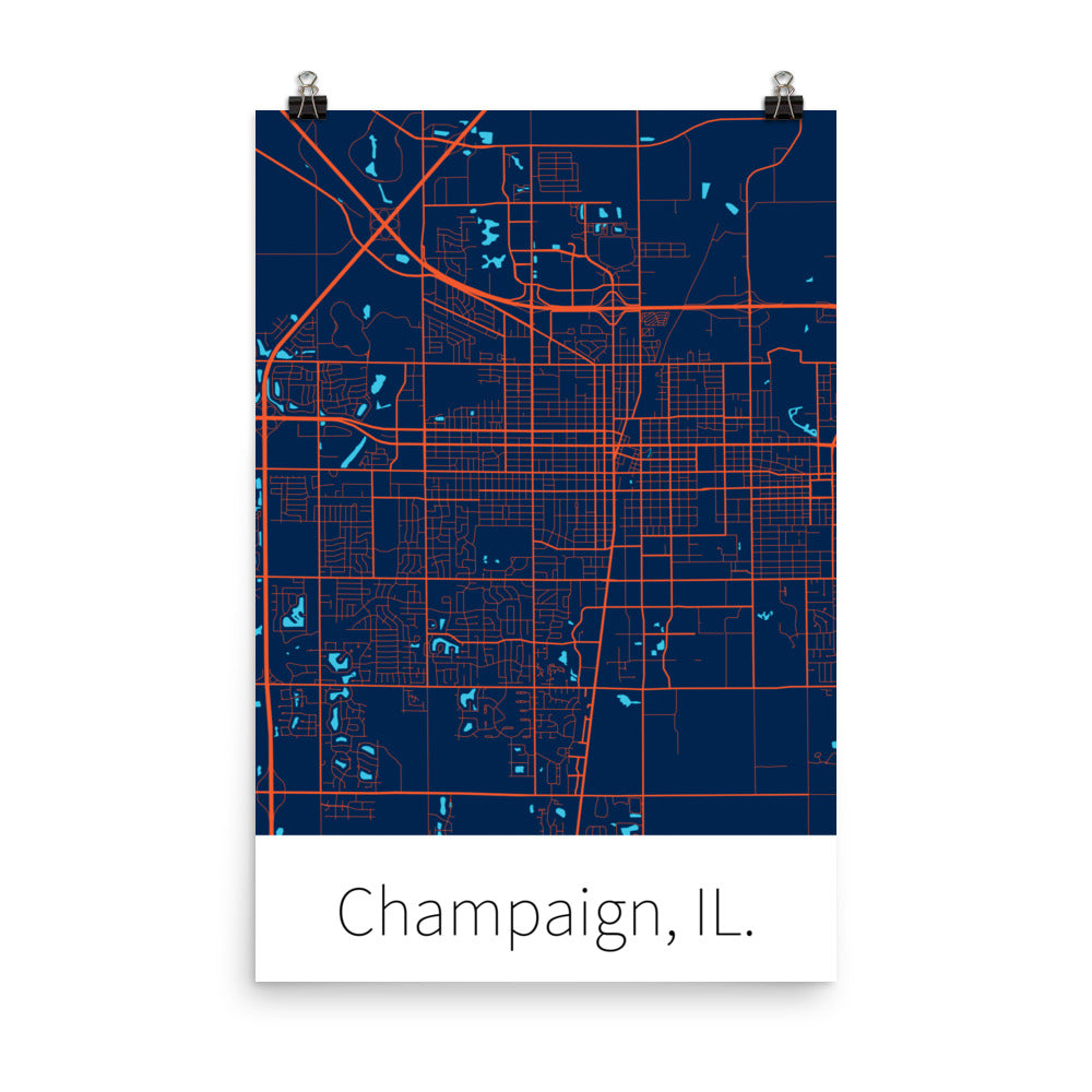 Champaign, IL. - Navy Blue & Orange