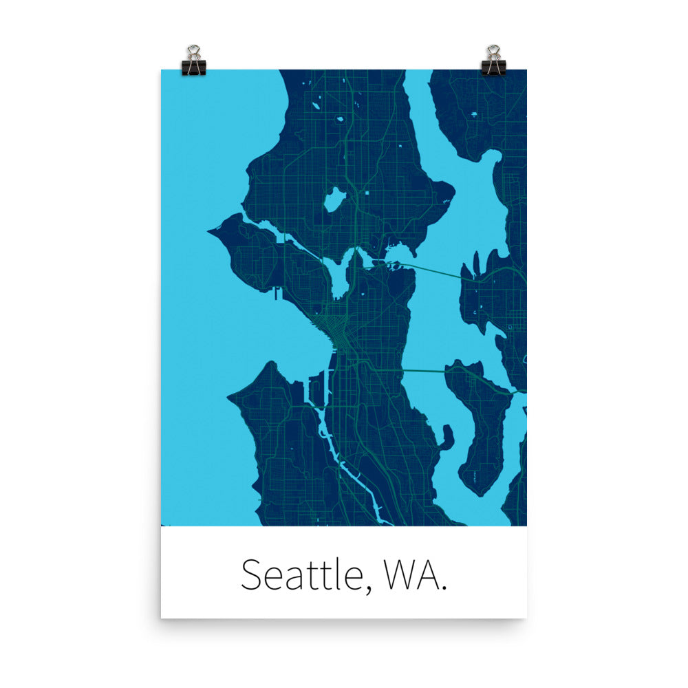 Seattle, WA. - Navy Blue & Northwest Green