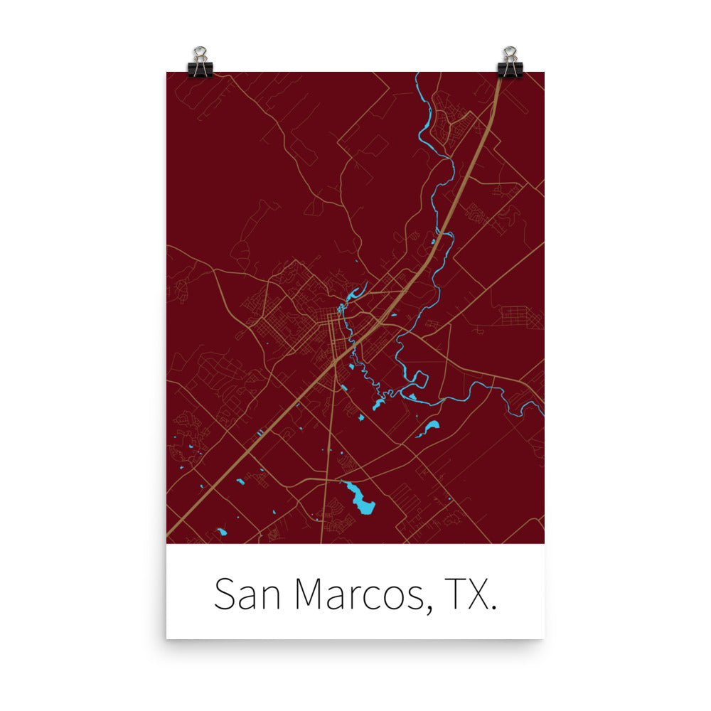 San Marcos, TX. - Maroon & Gold