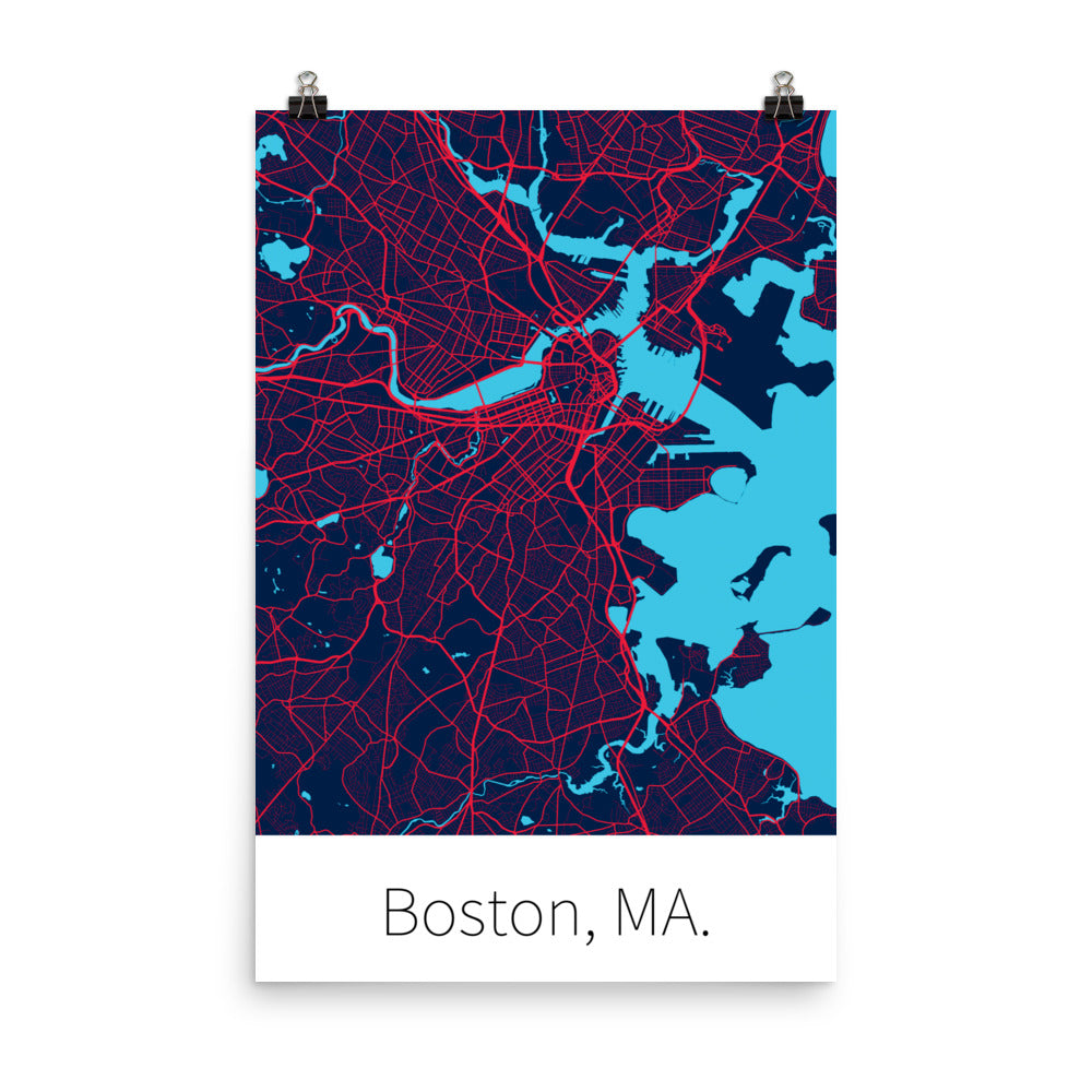 Boston, MA. - Nautical Blue & Red