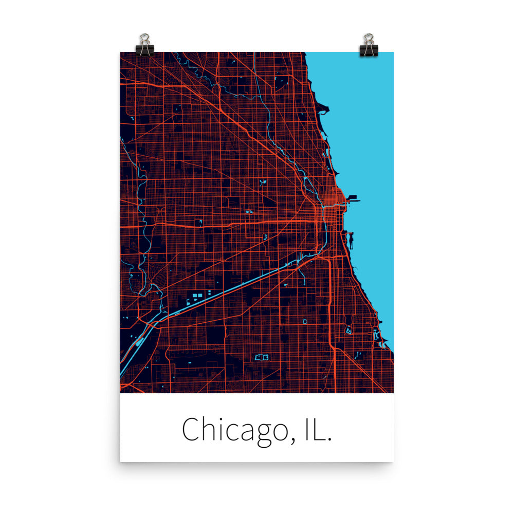 Chicago, IL. - Dark Navy & Orange