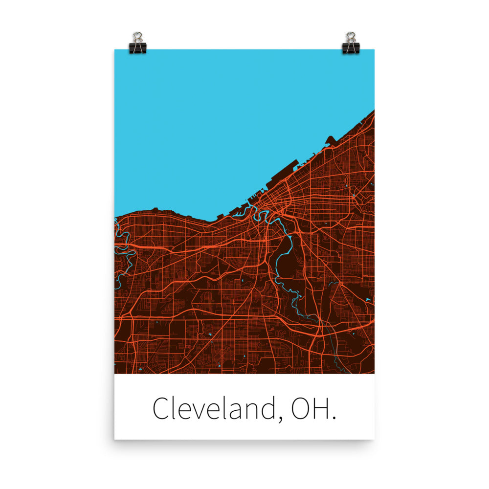 Cleveland, OH. - Dark Brown & Orange