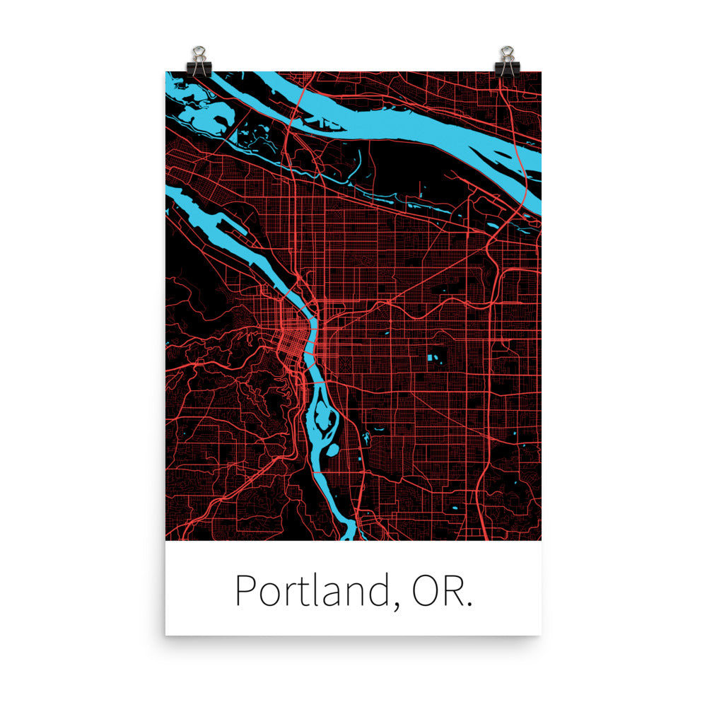 Portland, OR. - Black & Red