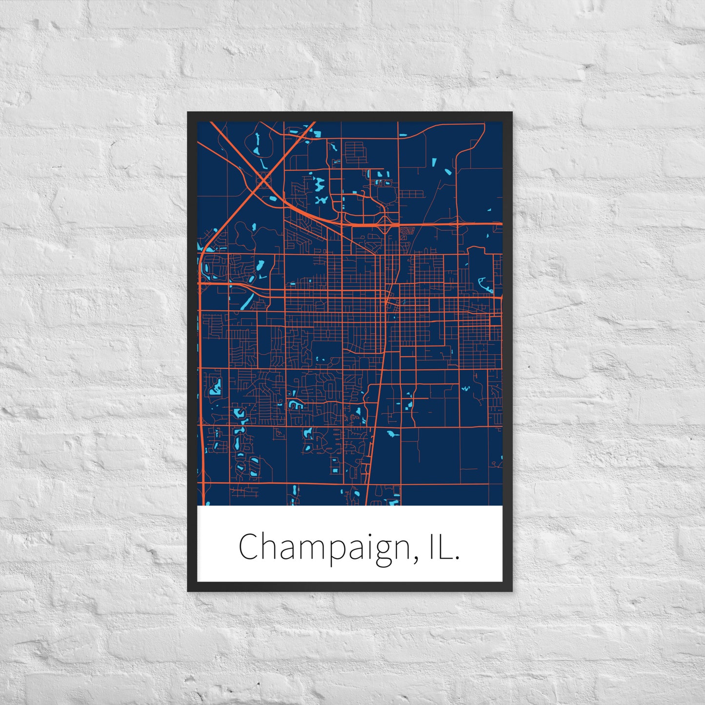 Champaign, IL. - Navy Blue & Orange